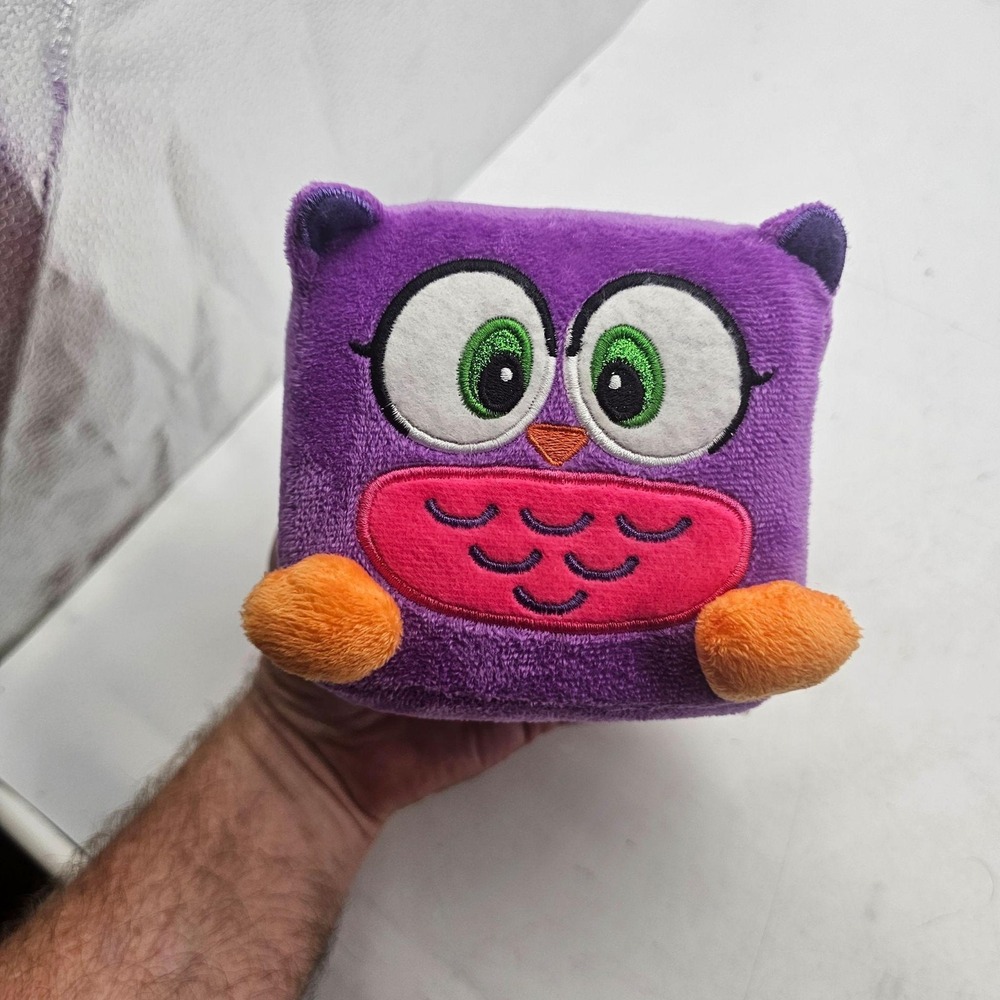 Nanco Square Owl Plush Stuffed Toy Mini Purple Orange Feet Cute Soft Kawaii